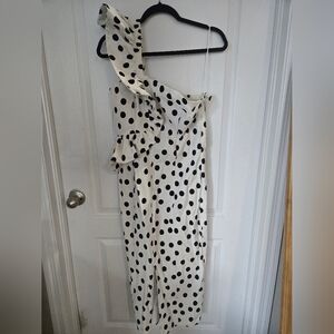 Maeve Black and White Polka Dot Midi Dress